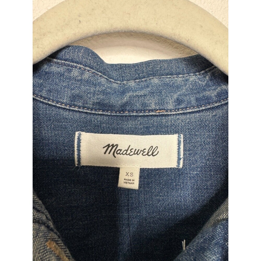 Madewell XS Tuckable Denim Shirt in Greendale Wash Cotton Button Up Blue NWT - Picture 10 of 14